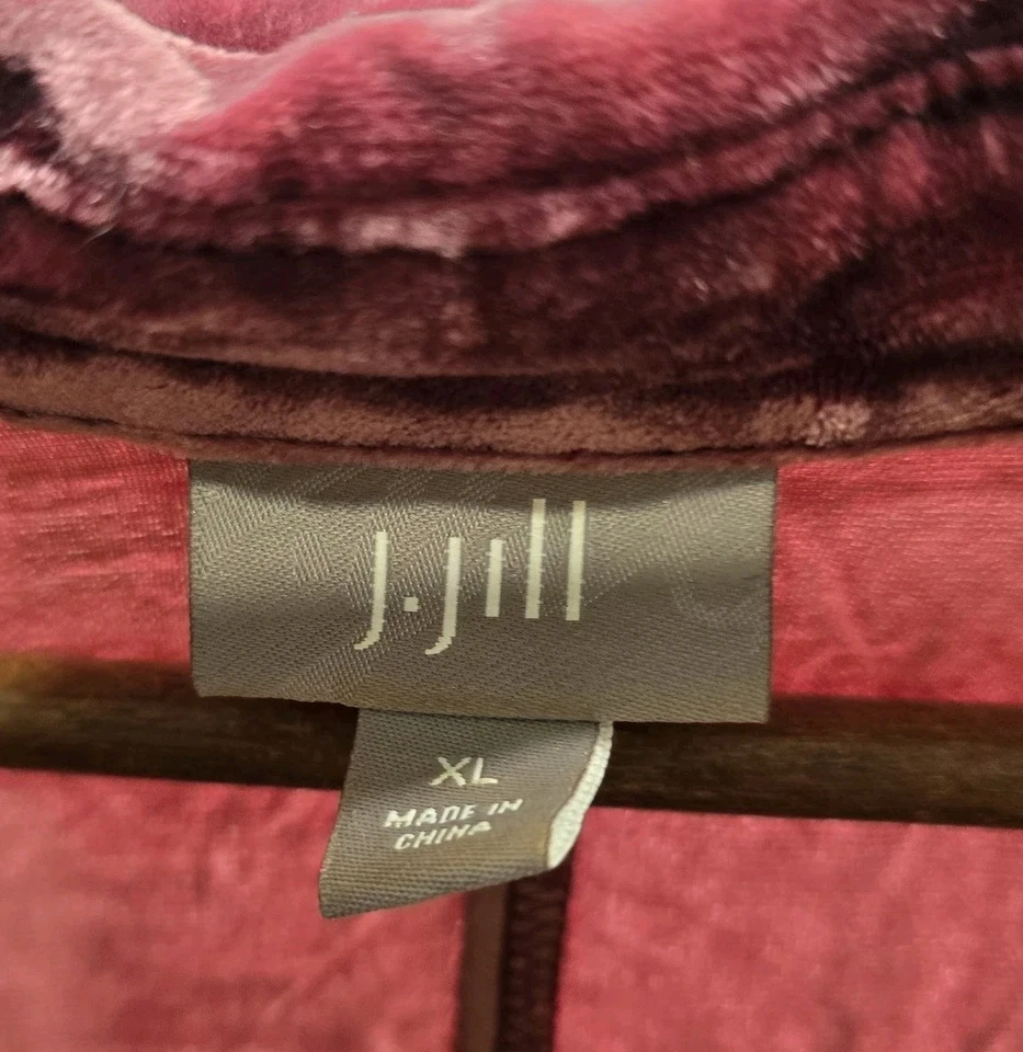 Camisa J Jill Mujer XL Rosa Terciopelo Aplastado Terciopelo Manga Larga Seda Blusa  Foto 3 de 4