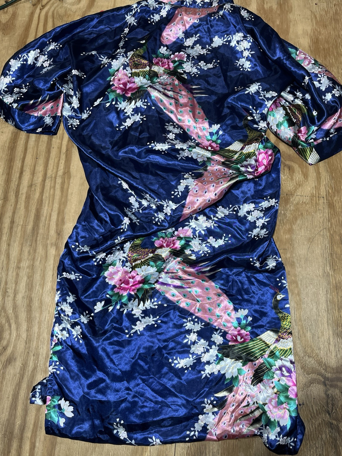BABEYOND Long Sleeve Kimono Women Robe Peacock and Blossoms Printed @N9