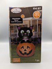 Halloween Inflatable Black Cat in Jack O Lant...