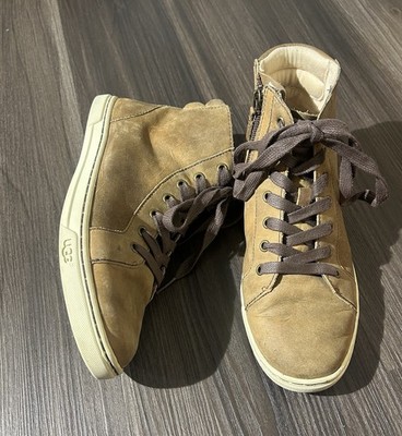 UGG Gradie Trainer Lace-Up With Zipper Size 7 Brown Leather High Top Shoes