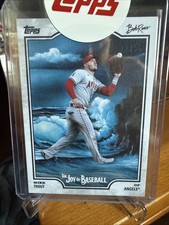 Mike Trout 2025 Topps x Bob Ross Joy of Baseball TITANIUM  WHITE /35