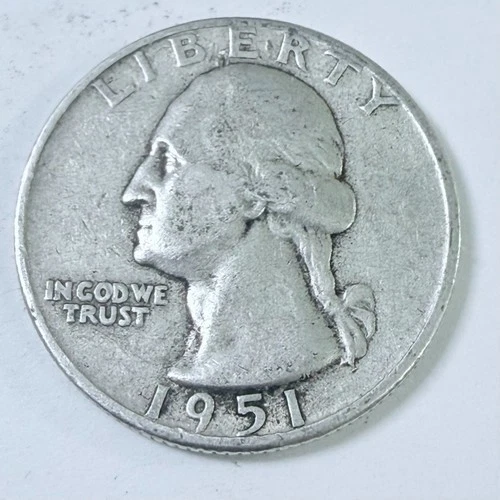 1951 Washington Quarter 90% Silver Circulated Coin Free Shipping #7614
