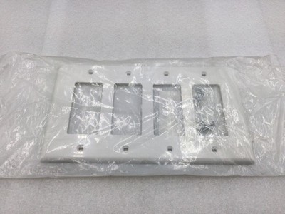 Leviton PJ264-W 4 Gang Thermoplastic Decora Style Device Plate in White