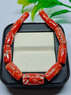 Natural Italian Red Coral Drum Beads : Handmade Loose Coral Gemstone For Jewelry