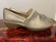 Lila Clogs Womens Size 8 M Beige Leather Slip On Block Heel Comfort Shoes