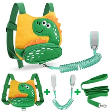 Toddler Harness Leash with anti Lost Wrist Link, Cute Dinosaur Kids Harnesses wi