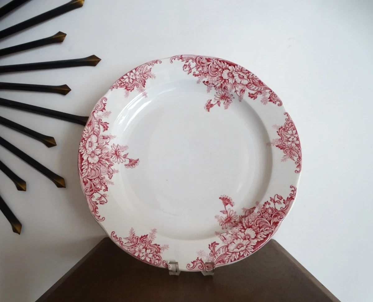 Grand Plat De Service Ovale – Porcelaine Terre De Fer – Début XXe – Motif Vert Et Peint