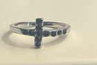 Black Crystal Cross Ring Cross Rhodium plated women’s 6.5 religious silver tone — photo 1