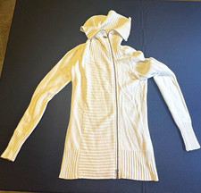 GUESS Ivory Full Zip High Neck Knit Sweater Cardigan Women  s S Solid