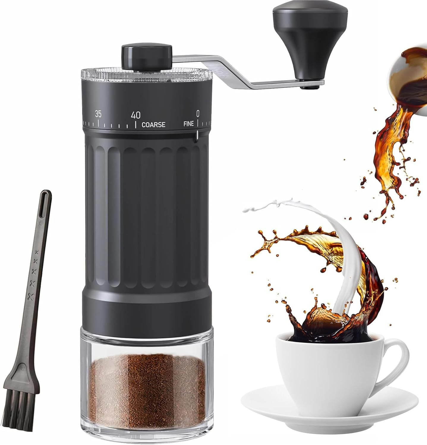 Manual Coffee Grinder with 40 External Adjustments, 30g Capacity Hand-Crank Bean
