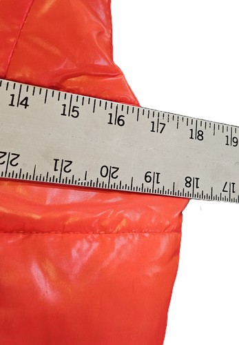 Damen Fellbesatz Kapuze Puffer Weste Vivid Orange Gr. M Y2K 90er Retro Outdoor - Bild 11 von 11