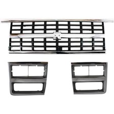 Grille and Headlight Door Kit For 89-91 Chevy Blazer R1500 Suburban Chrome Shell