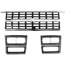 Grille and Headlight Door Kit For 89-91 Chevy Blazer R1500 Suburban Chrome Shell