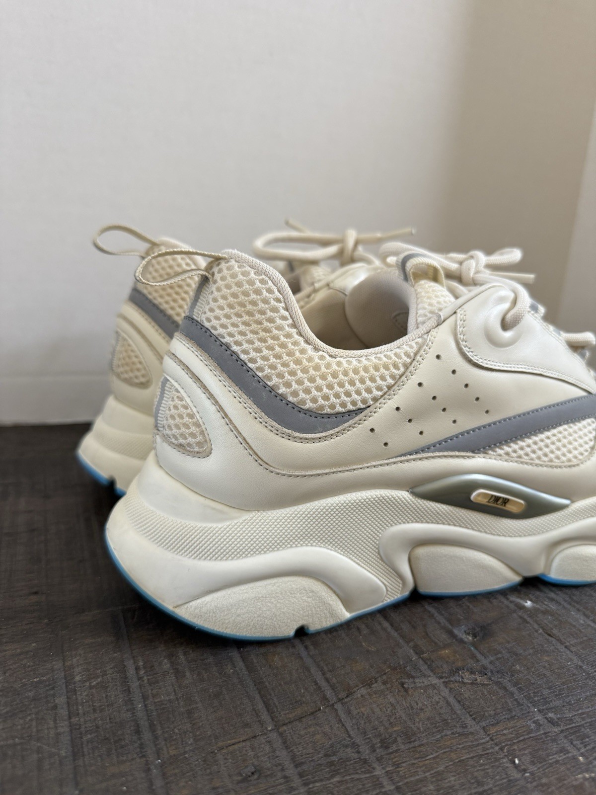 Dior B22 Cream Light Blue Sneakers Size 46 EU 13 US No insoles image 9