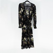 Reformation Susanna V Neck Long Sleeve Faux Wrap Anastasia Floral Print Dress M 