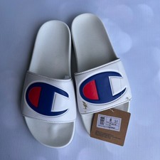 Champion IPO Mens White Slide Sandals C Logo Size 8 NEW Streetwear Beach Retro