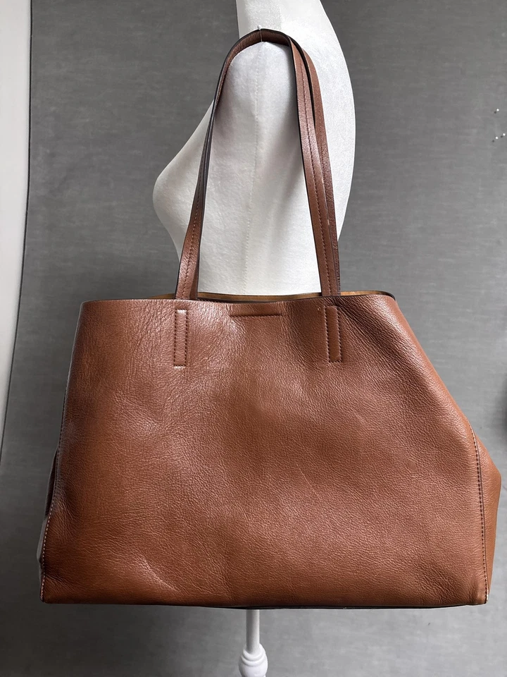 Banana Republic Tote Bag Brown Leather Shoulder Large Purse Satchel Shopper - Image 2 of 4