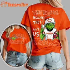 Chicago Bear 2025 NFL Christmas Grinch They Hate Us T Shirt Unisex S-5XL