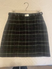 Old Navy Women s Wool Skirt Green/Black Plaid with Belt Size 4 Dry clean A-line