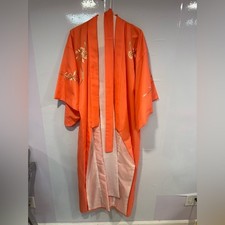 Orange floral embroidered kimono from Japan OS