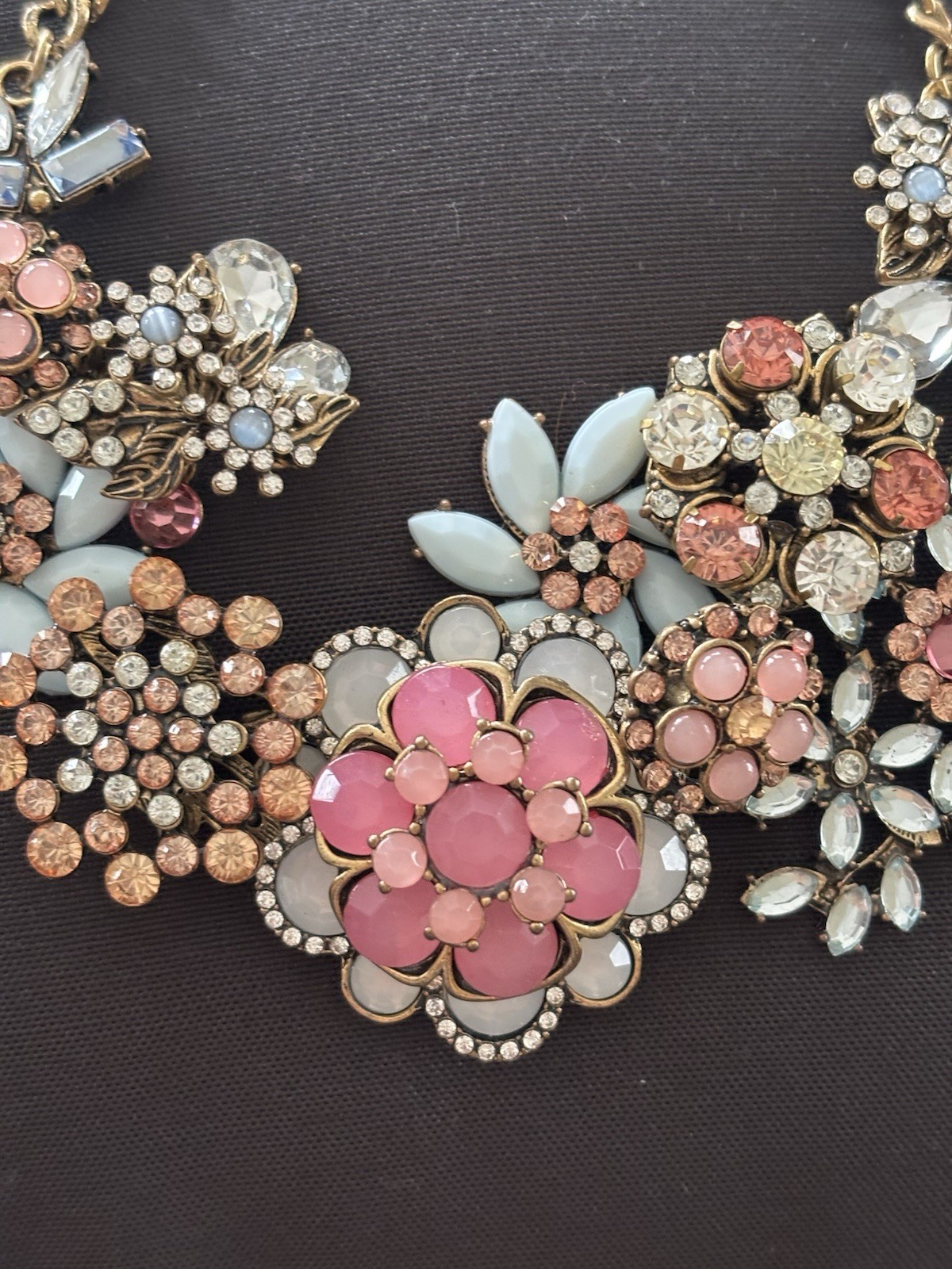 Pinks Blues Multi Stone  Flower Statement Necklac… - image 2