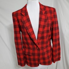 Pendleton Made in USA Wool Blazer Jacket Size 10 Red Plaid