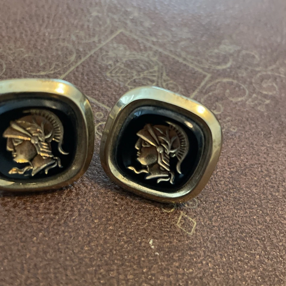 Gemelos Guerrero Griego/Romano Anson Años 50 De Colección Tono Negro y Dorado Foto 3 de 4
