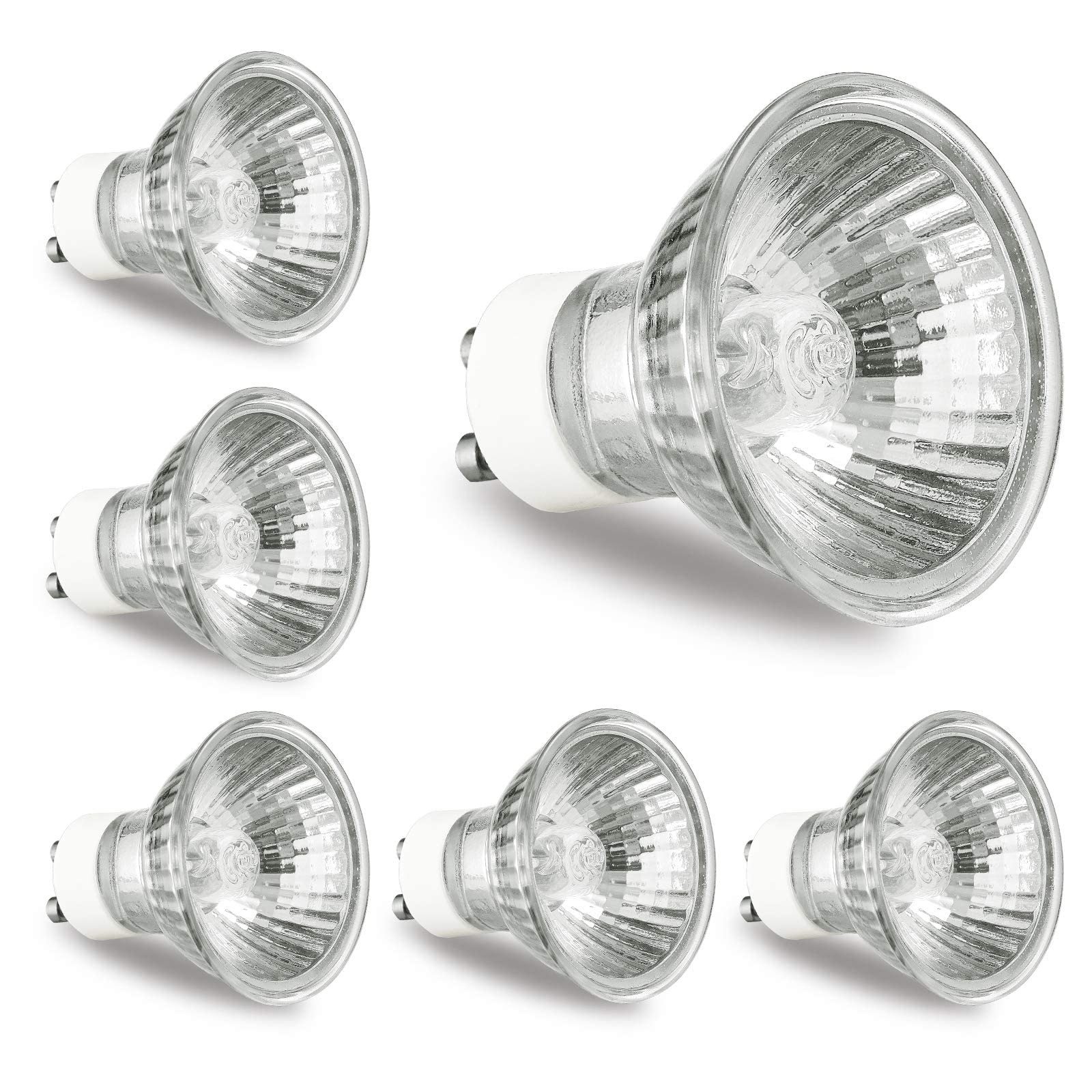 GU10 120V 50W MR16 Glass Cover 2700K Warm White Dimmable 6 P