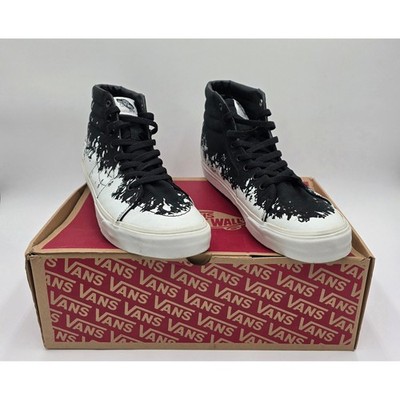 S 白×黒 白ワッペン Vans RARE Classic Sk8-Hi Paint Stomp Black White Splash Men's 11