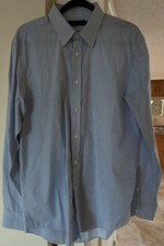 RALPH LAUREN Men  s Long Sleeve Cotton Dress Shirt Blue Check Button Up Size 16