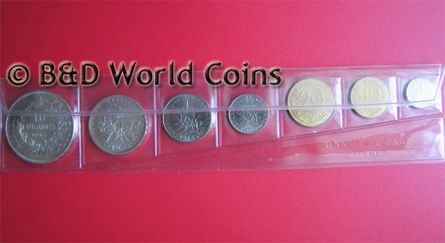 1965 FRANCE (7) COINS 1oz SILVER (2 SILVER COINS) FDC FRENCH SET + ORIGINAL BOX - Image 3 of 4