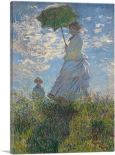 Woman with a Parasol - Madame Monet  Her Son Canvas Art Print by Claude Monet