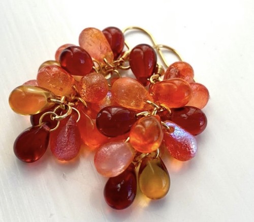 Halloween Ohrringe, handgefertigte Perlen Cluster Ohrringe, leuchtend gebrannt orange!