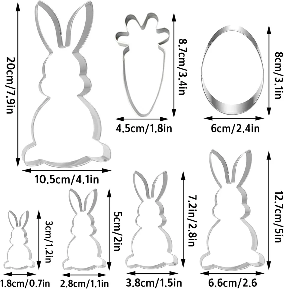7x Osterhasen Ausstecher Set Oster Ausstechformen Osterei Hasen Groß Keksausstec - Bild 3 von 4