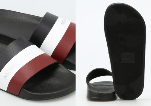 MONCLER BASILE LEATHER SLIDES SANDALEN SANDALS SCHUHE SHOES PANTOLETTEN NEW 39 - Bild 2 von 12
