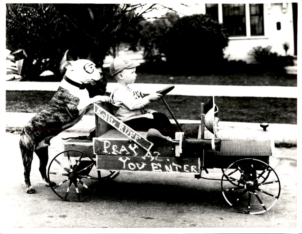 BR45 Rare Original Photo OUR GANG Little Rascals Adorable Child Star in Go  Kart