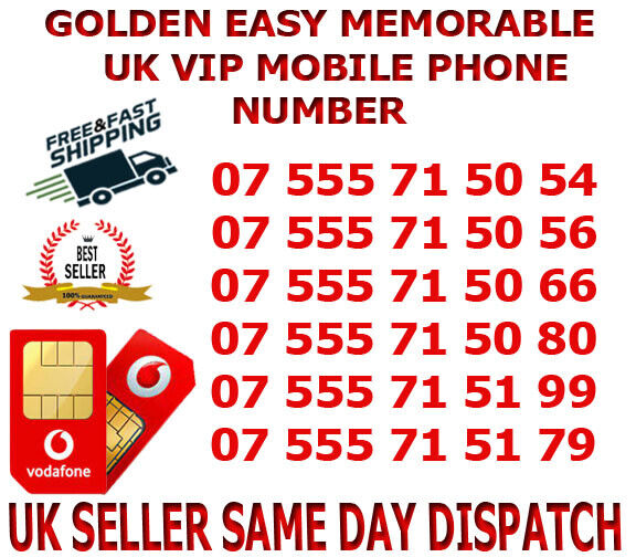 GOLDEN EASY MEMORABLE UK VIP MOBILE PHONE NUMBER SIM ( VODAFONE NETWORK) B22