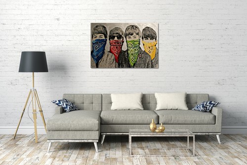 Kunstdruck Banksy - Beatles Portrait Mund verdeckt mit Halstuch Street Art Graf - Bild 2 von 15