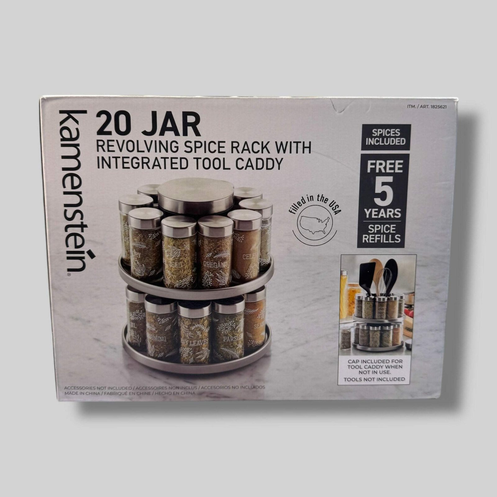 Kamenstein 20-Jar Revolving Spice Rack with Tool Caddy New in Box