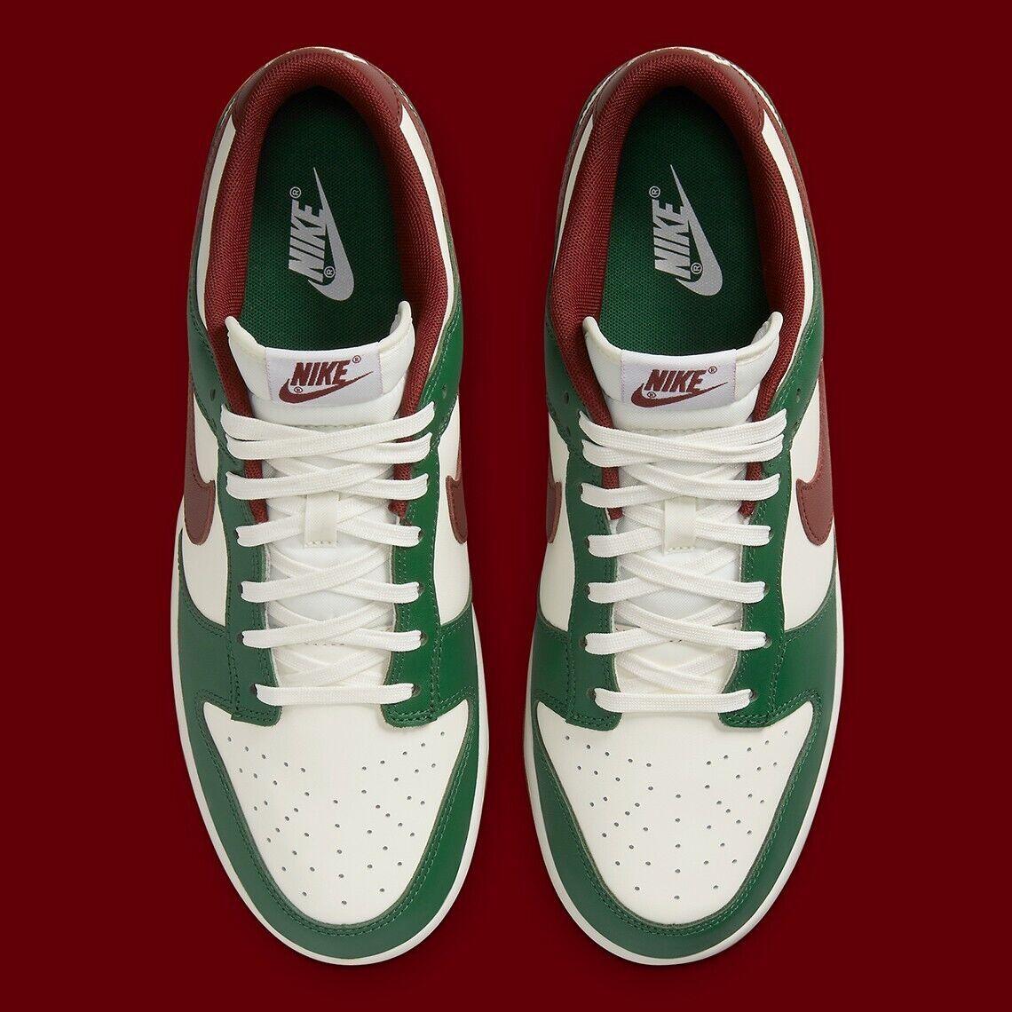 Nike Dunk Low Retro Shoes White Team Red Gorge Green FB7160 Nike Dunk Low Retro Shoes White Team Red Gorge Green FB7160