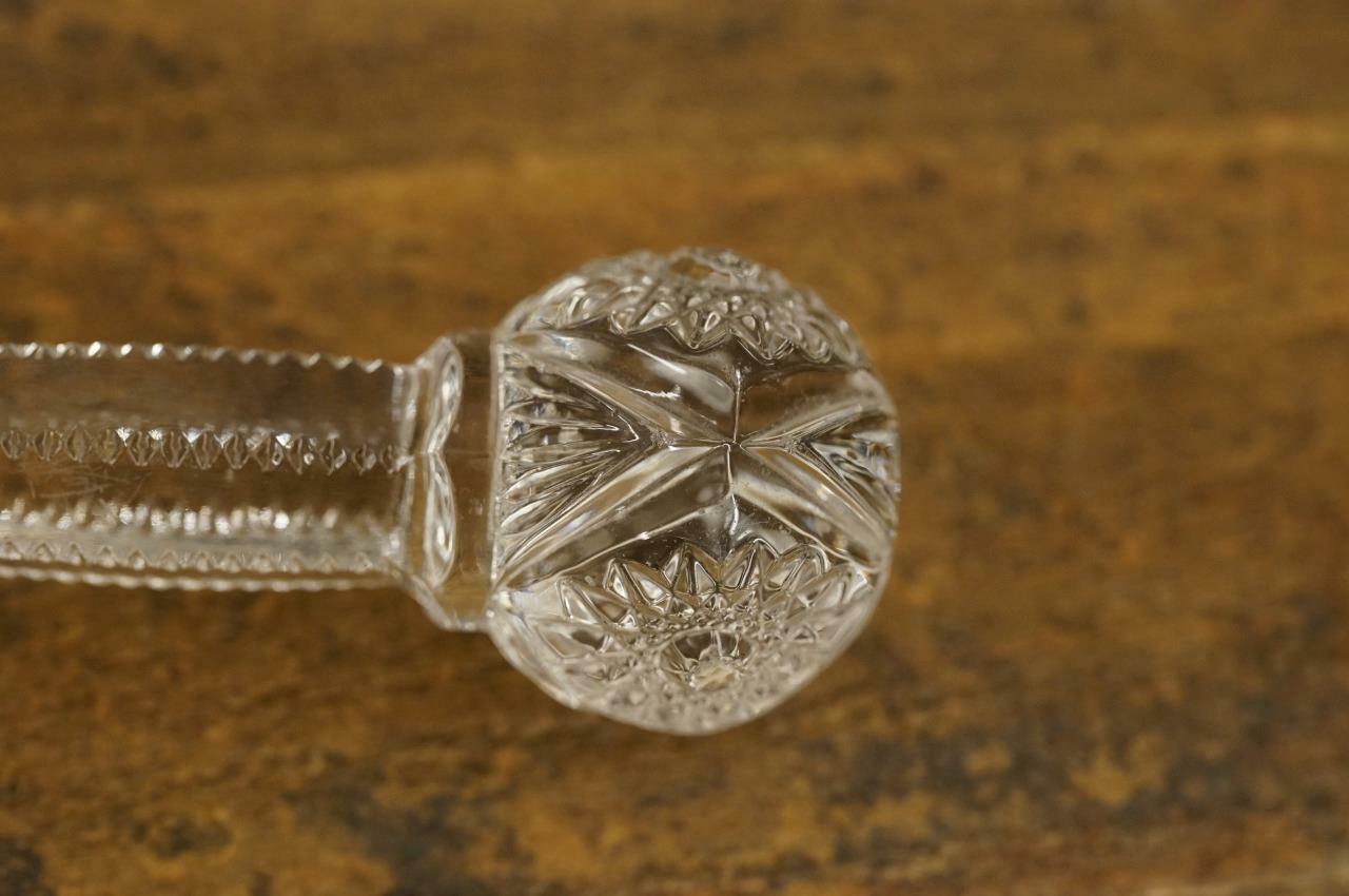 Vintage Glass Dining Table Knife Rest 4-3/8" Long Hobstar Fan ZIPPER Pattern