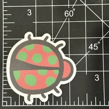 LADYBUG  Red With Green Dot Cartoon Matte - Vinyl Decal Sticker Bomb Kawaii Fun