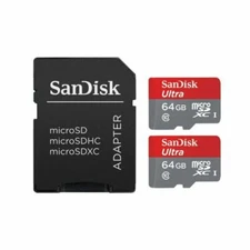 SanDisk SDSQUNC064GAULM Ultra 64GB MicroSDXC UHS-I Card with Adapter (Pack of 2)
