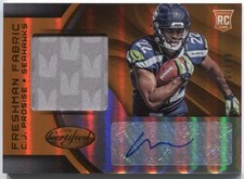 C. J. Prosise 2016 Certified Freshman Fabric Orange Rookie Patch Auto RC Seahawk