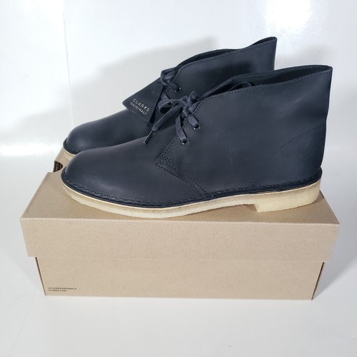 Clarks DESERT BOOT Size 8 Navy Blue Leather Lace Up Chukka Boots NIB 74058 - 第 1/10 張圖片