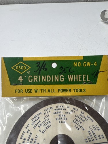 VINTAGE TOOL 4” GRINDING WHEEL OSCO JAPAN TOOLS MANCAVE ADVERTISE - Picture 2 of 5