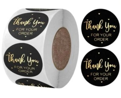NEEDS&WANTS Stickers Thank You For Your Order Self Adhesive Round Small Business Holographic