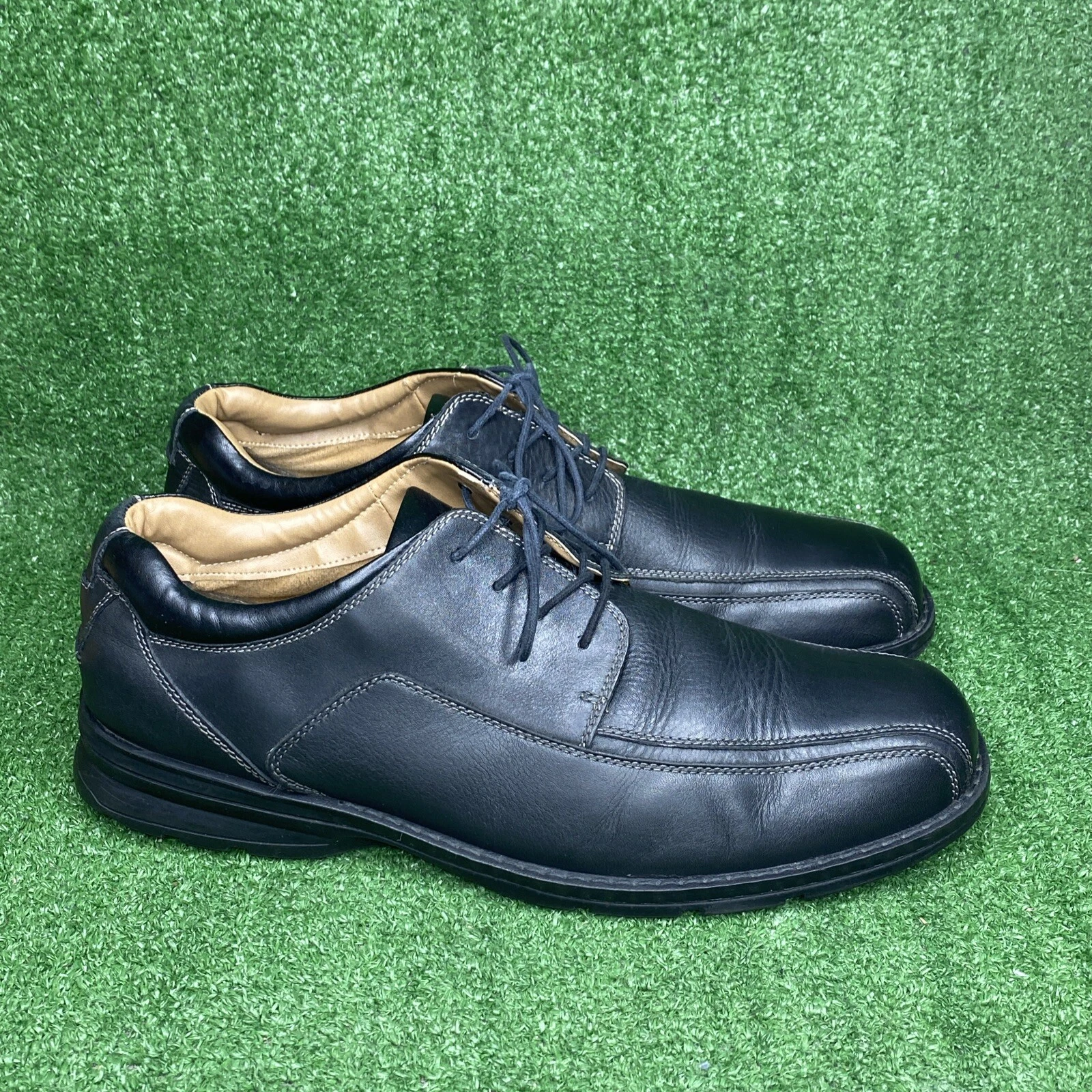 CLARKS Scarpe Oxford Dockers uomo morbida pelle nera ~ taglia 15 M US ottime condizioni