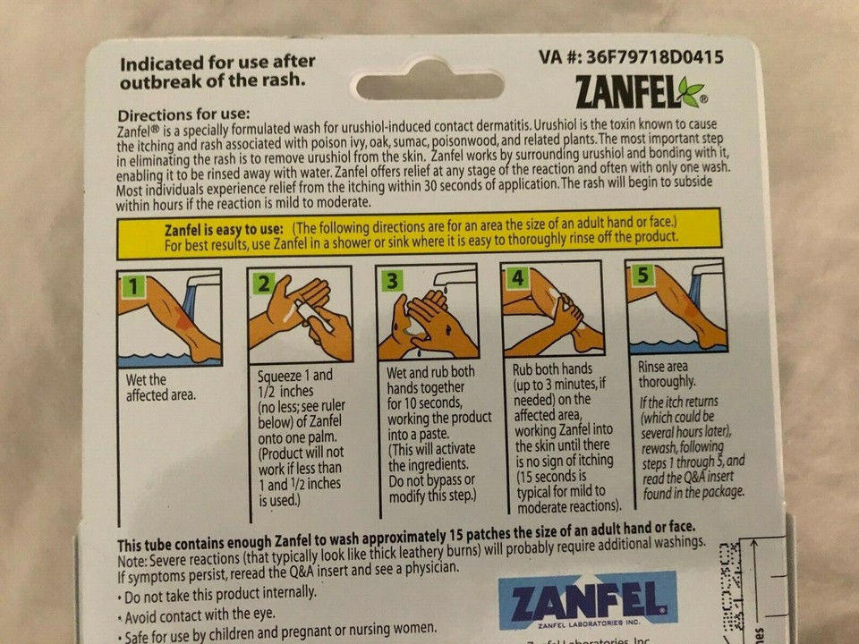 New Zanfel Poison Ivy Oak Sumac Rash Itching Relief Wash Urushiol Toxin