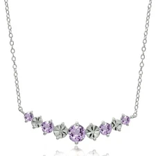 Sterling Silver Amethyst Round Graduated Journey Necklace